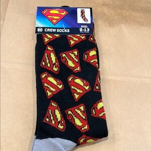 DC Superman Crew Socks - Black and Red